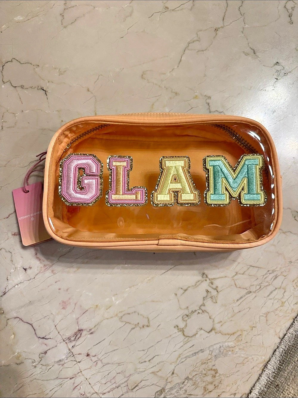 Stoney Clover Lane GLAM orange Cosmetic Pouch NWT